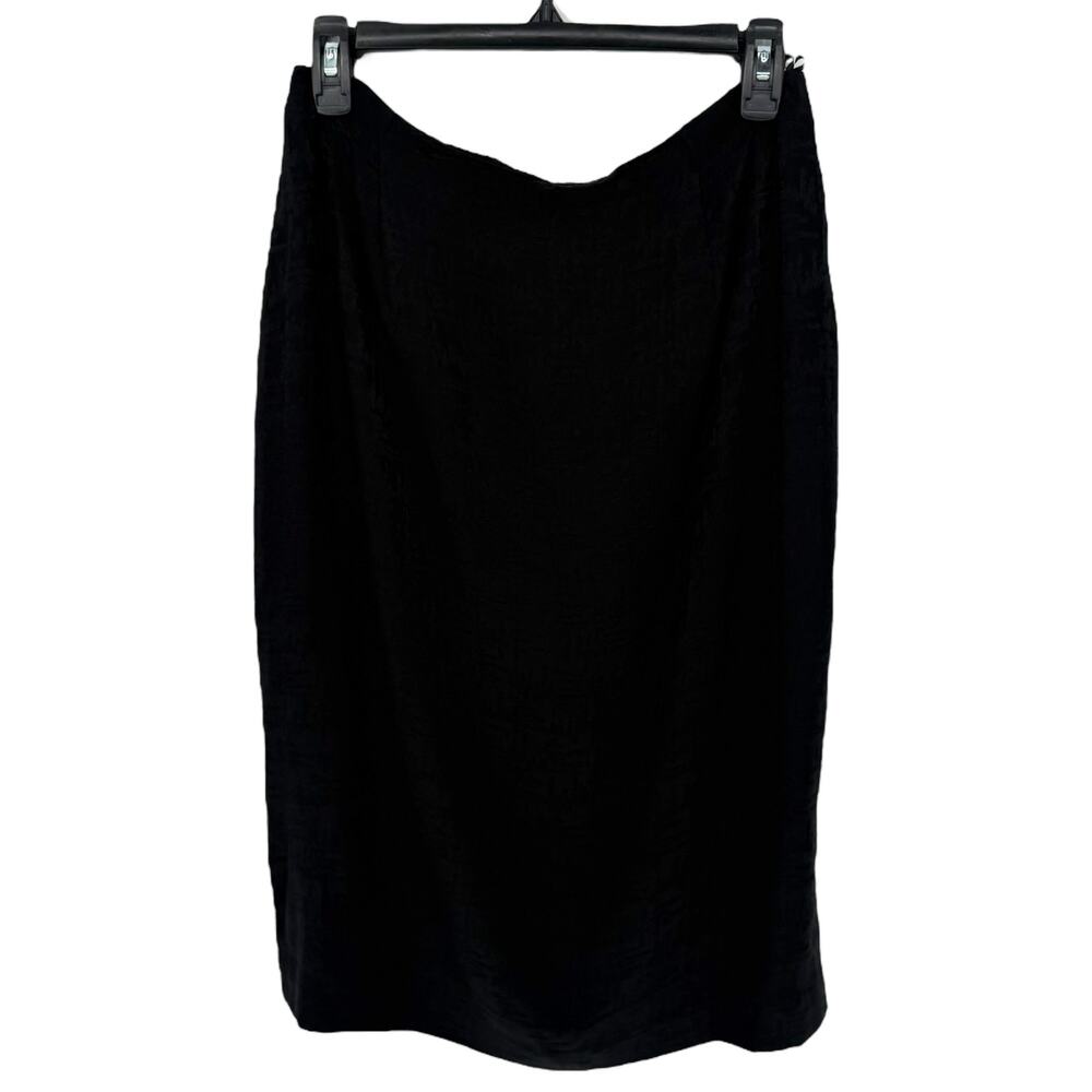 1980s Vintage d’ore Black Silk Jacquard Midi Pencil Skirt Women’s 12